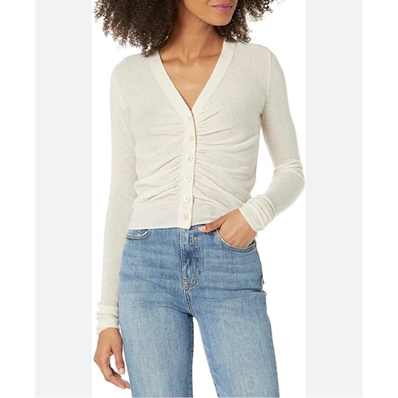 CLUB MONACO Ruched Button Up Sweater - Picture 1 of 6